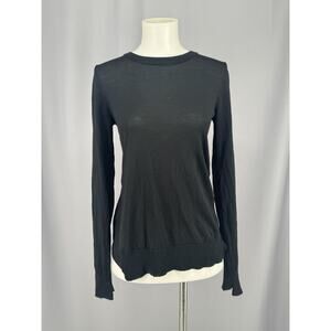A.L.C. Sweater Womens XS Black 100% Merino Wool Asymmetrical Hem Knit Pullover